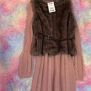 Sweater Dress with vest. size 8. New with tags.